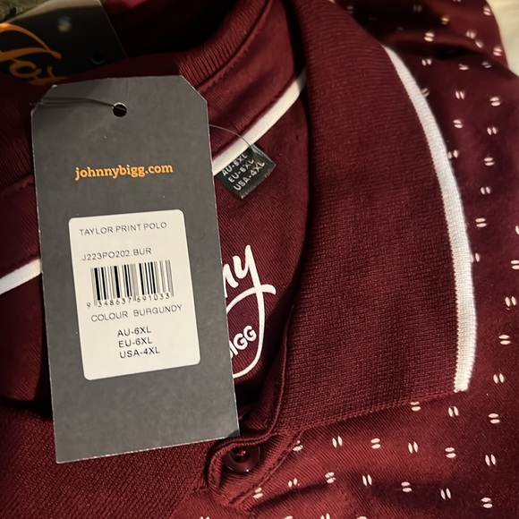 Johnny Bigg Collared Short Sleeve Shirt, Burgundy Taylor Print Polo, NWT, XL - Picture 7 of 7